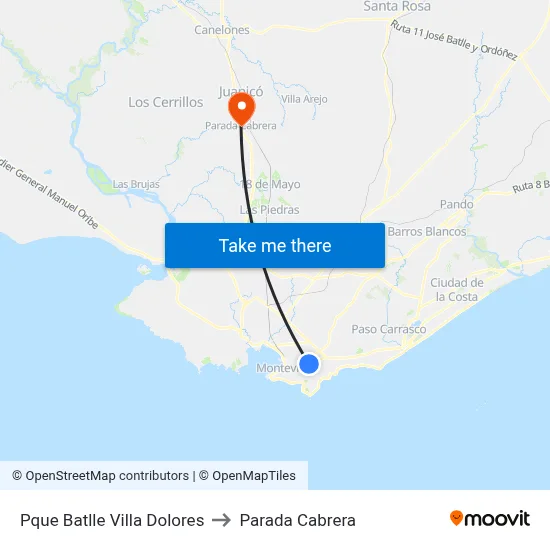 Pque Batlle Villa Dolores to Parada Cabrera map