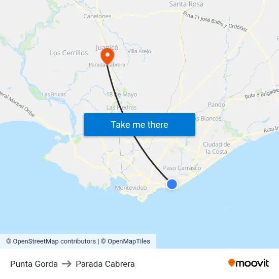 Punta Gorda to Parada Cabrera map