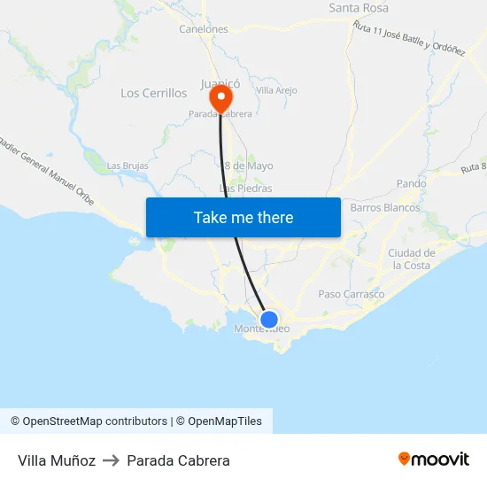 Villa Muñoz to Parada Cabrera map