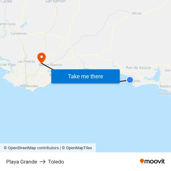 Playa Grande to Toledo map