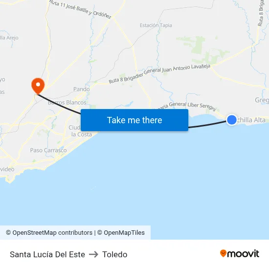 Santa Lucía Del Este to Toledo map