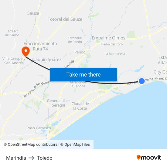 Marindia to Toledo map
