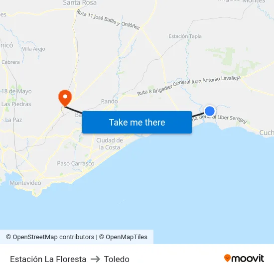 Estación La Floresta to Toledo map
