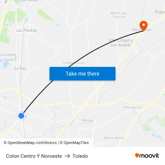 Colon Centro Y Noroeste to Toledo map