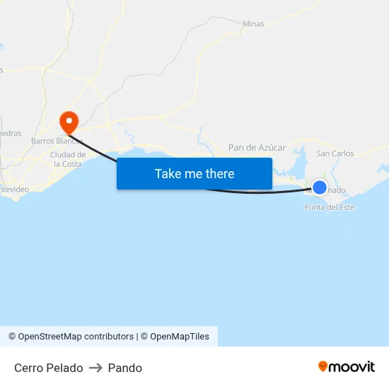Cerro Pelado to Pando map