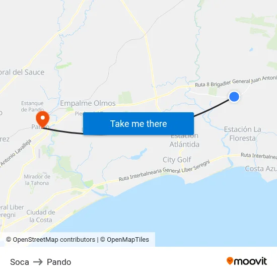 Soca to Pando map