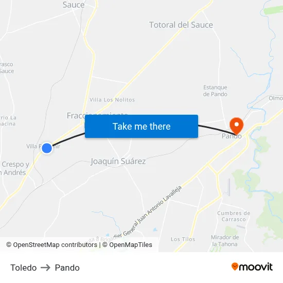 Toledo to Pando map