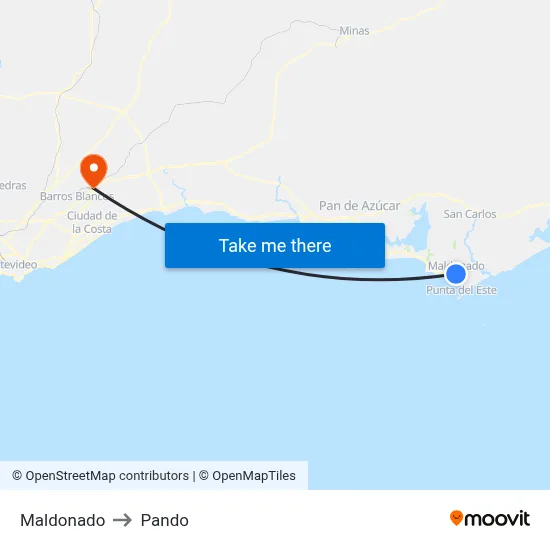 Maldonado to Pando map