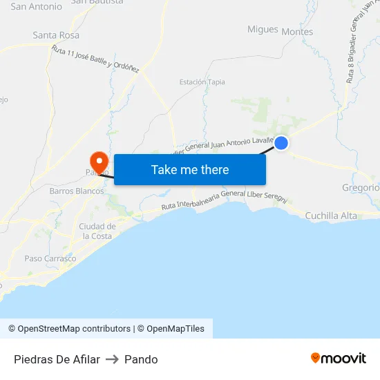 Piedras De Afilar to Pando map