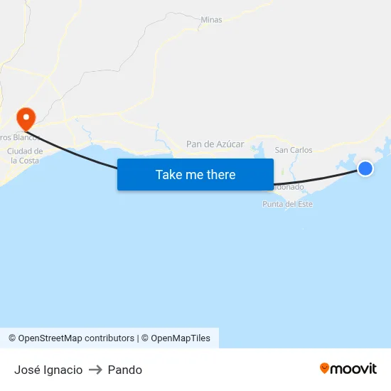 José Ignacio to Pando map