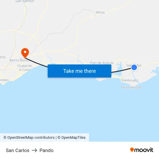 San Carlos to Pando map