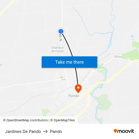 Jardines De Pando to Pando map