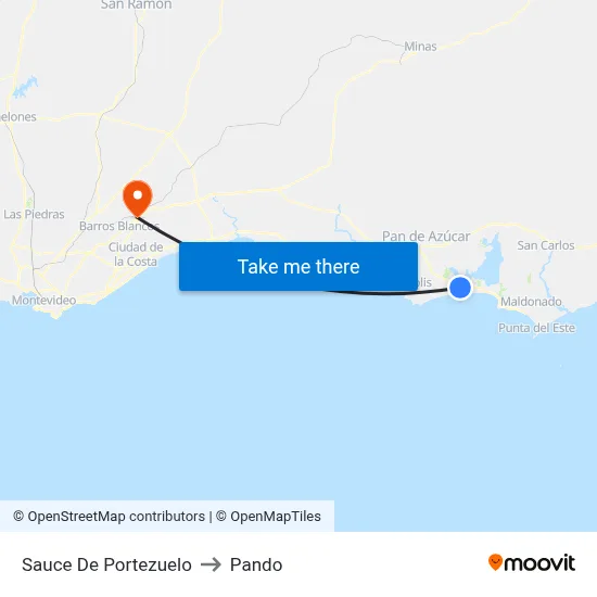 Sauce De Portezuelo to Pando map