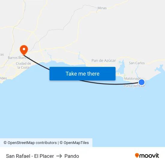 San Rafael - El Placer to Pando map