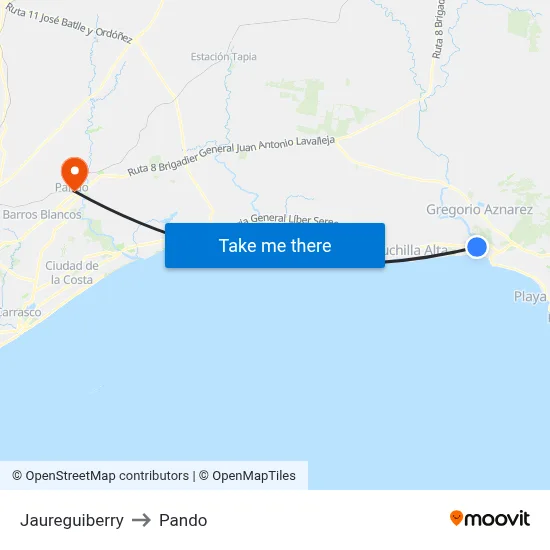 Jaureguiberry to Pando map