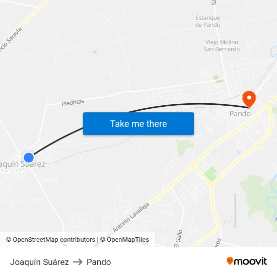 Joaquín Suárez to Pando map