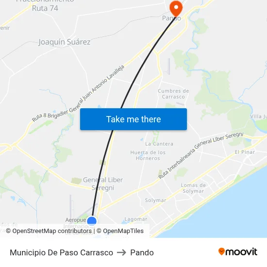 Municipio De Paso Carrasco to Pando map