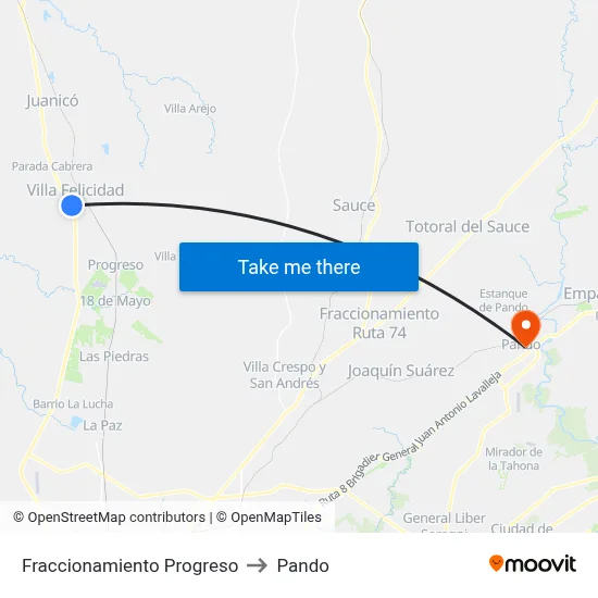Fraccionamiento Progreso to Pando map