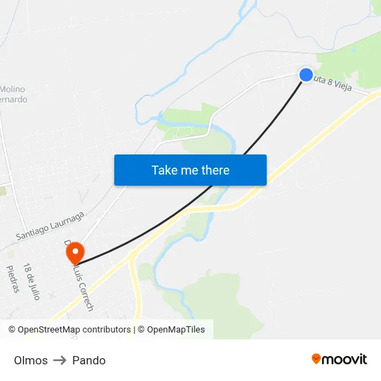 Olmos to Pando map