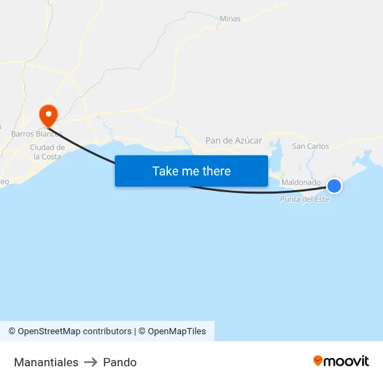 Manantiales to Pando map