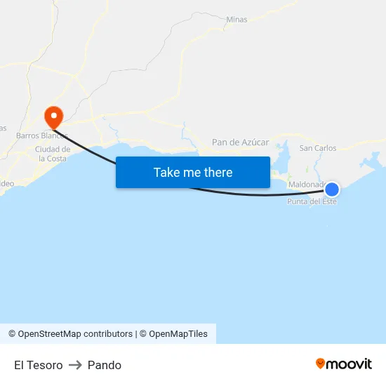 El Tesoro to Pando map