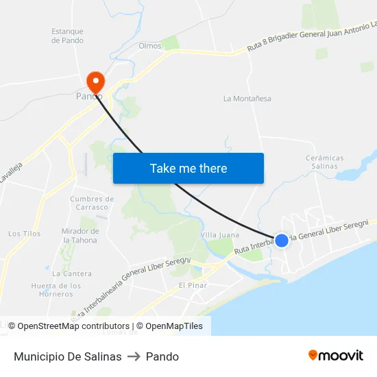 Municipio De Salinas to Pando map