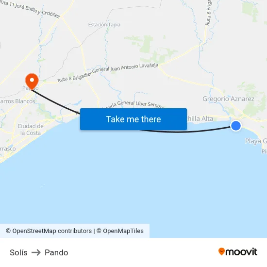 Solís to Pando map