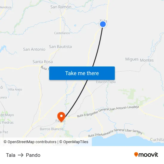 Tala to Pando map