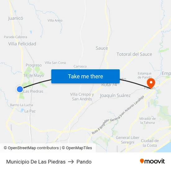 Municipio De Las Piedras to Pando map