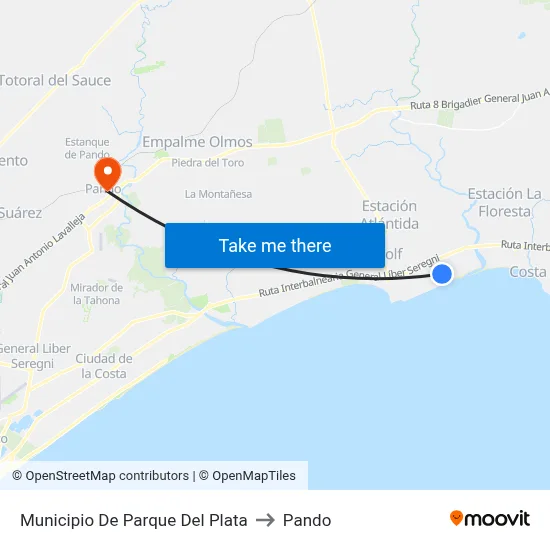 Municipio De Parque Del Plata to Pando map