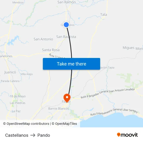 Castellanos to Pando map