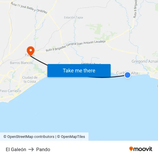 El Galeón to Pando map