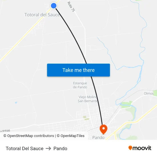 Totoral Del Sauce to Pando map