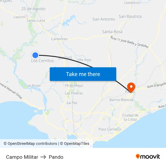 Campo Militar to Pando map