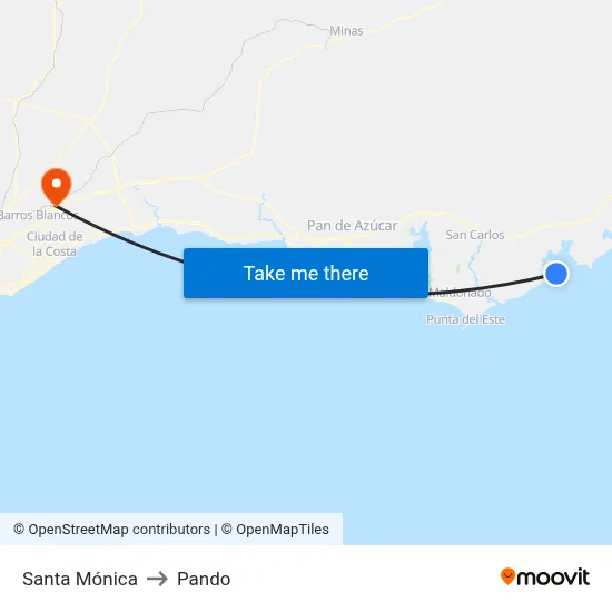 Santa Mónica to Pando map