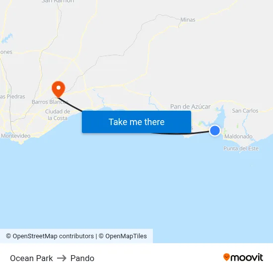 Ocean Park to Pando map