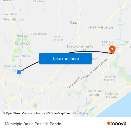 Municipio De La Paz to Pando map