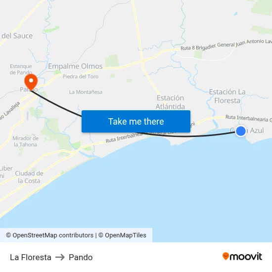 La Floresta to Pando map