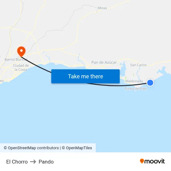 El Chorro to Pando map