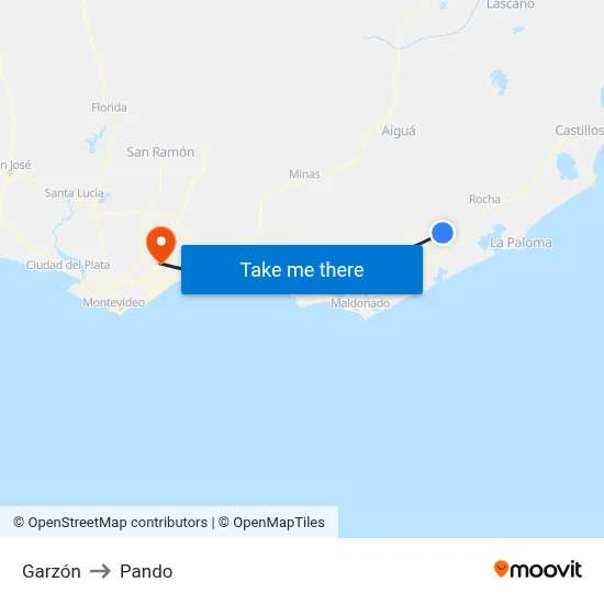 Garzón to Pando map