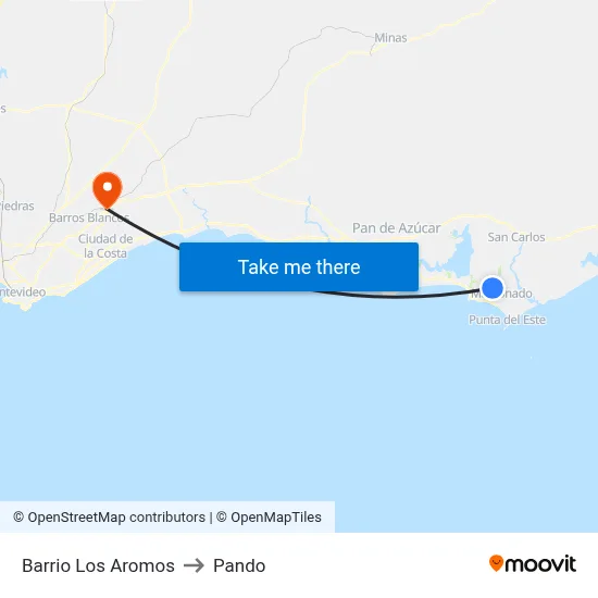 Barrio Los Aromos to Pando map