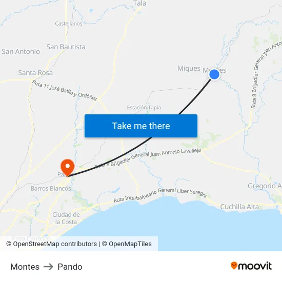 Montes to Pando map