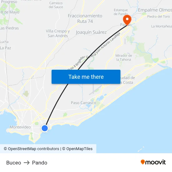 Buceo to Pando map