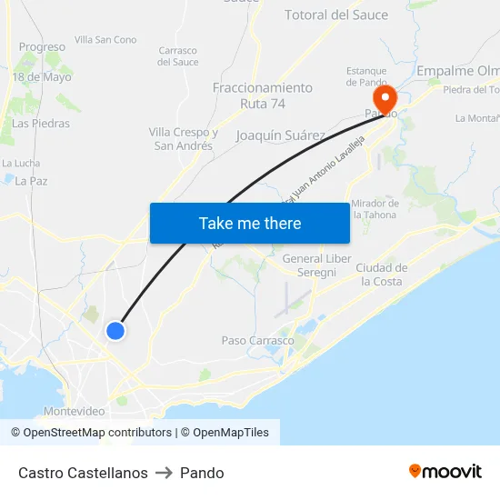 Castro Castellanos to Pando map