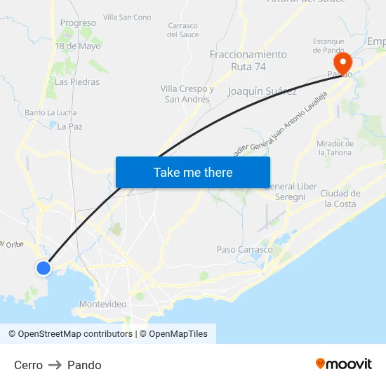 Cerro to Pando map