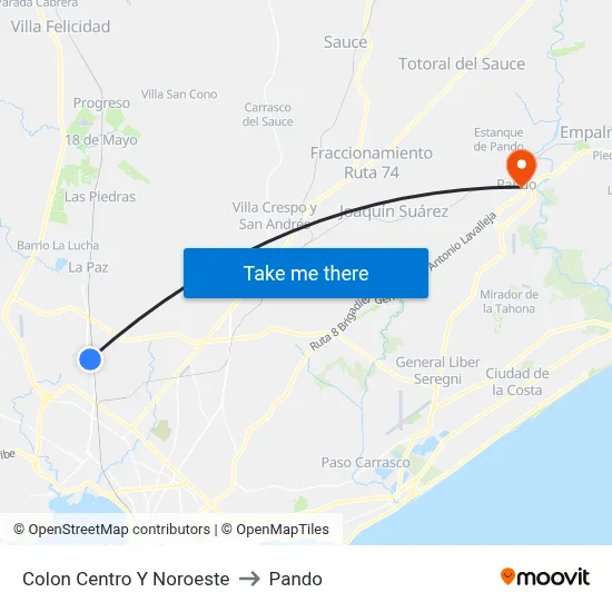 Colon Centro Y Noroeste to Pando map