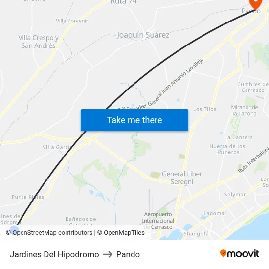 Jardines Del Hipodromo to Pando map