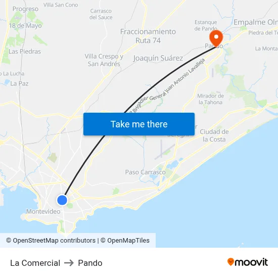 La Comercial to Pando map