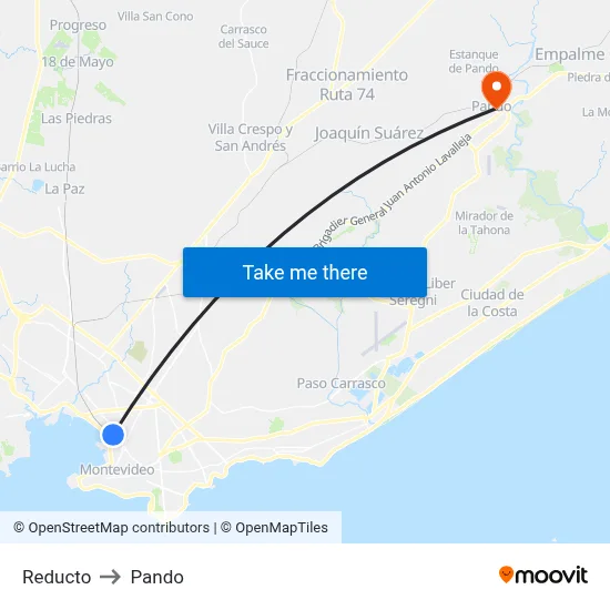 Reducto to Pando map