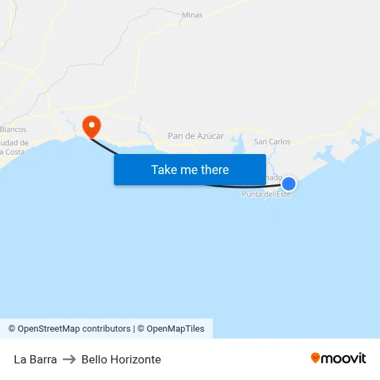 La Barra to Bello Horizonte map